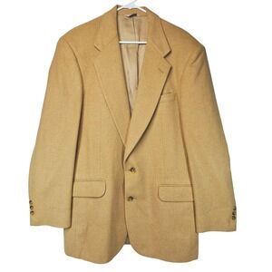 Mens 100% Camel Hair Blazer Sport Coat 42L Made in USA Old Money Academia Preppy